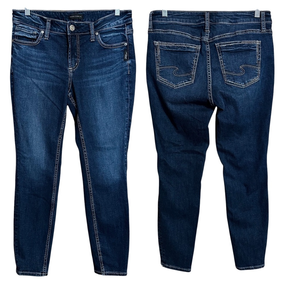 Silver Jeans Elyse Dark Wash High Rise Cotton Blend Skinny Jeans Size W28 L27